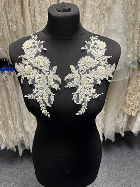 Ivory Beaded Lace Appliques - Nicole