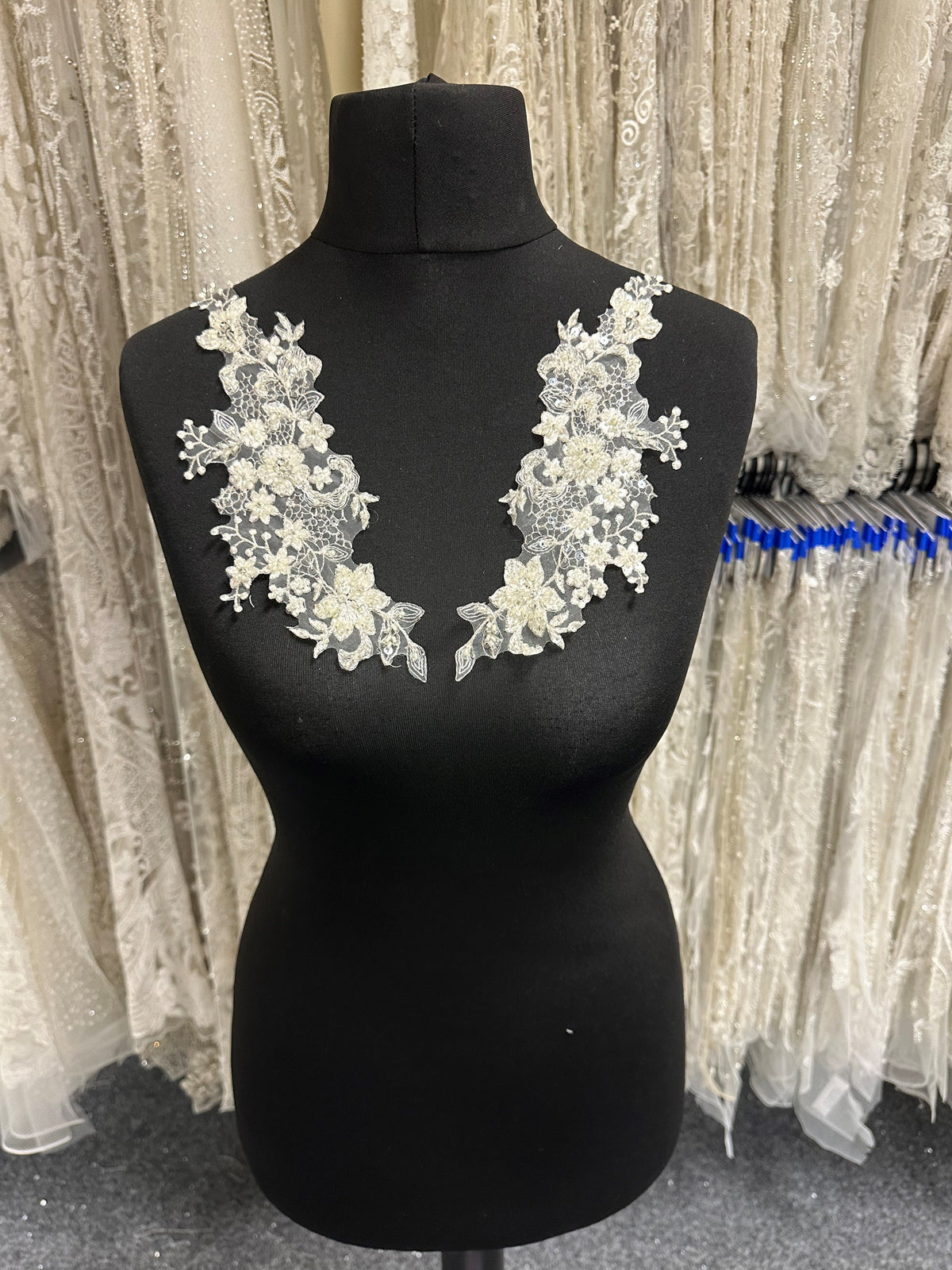 Ivory Sequinned and Beaded Lace Appliques - Mimosa