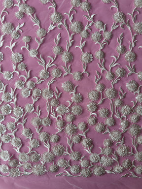 Ivory & Pink Embroidery Lace - Zillah