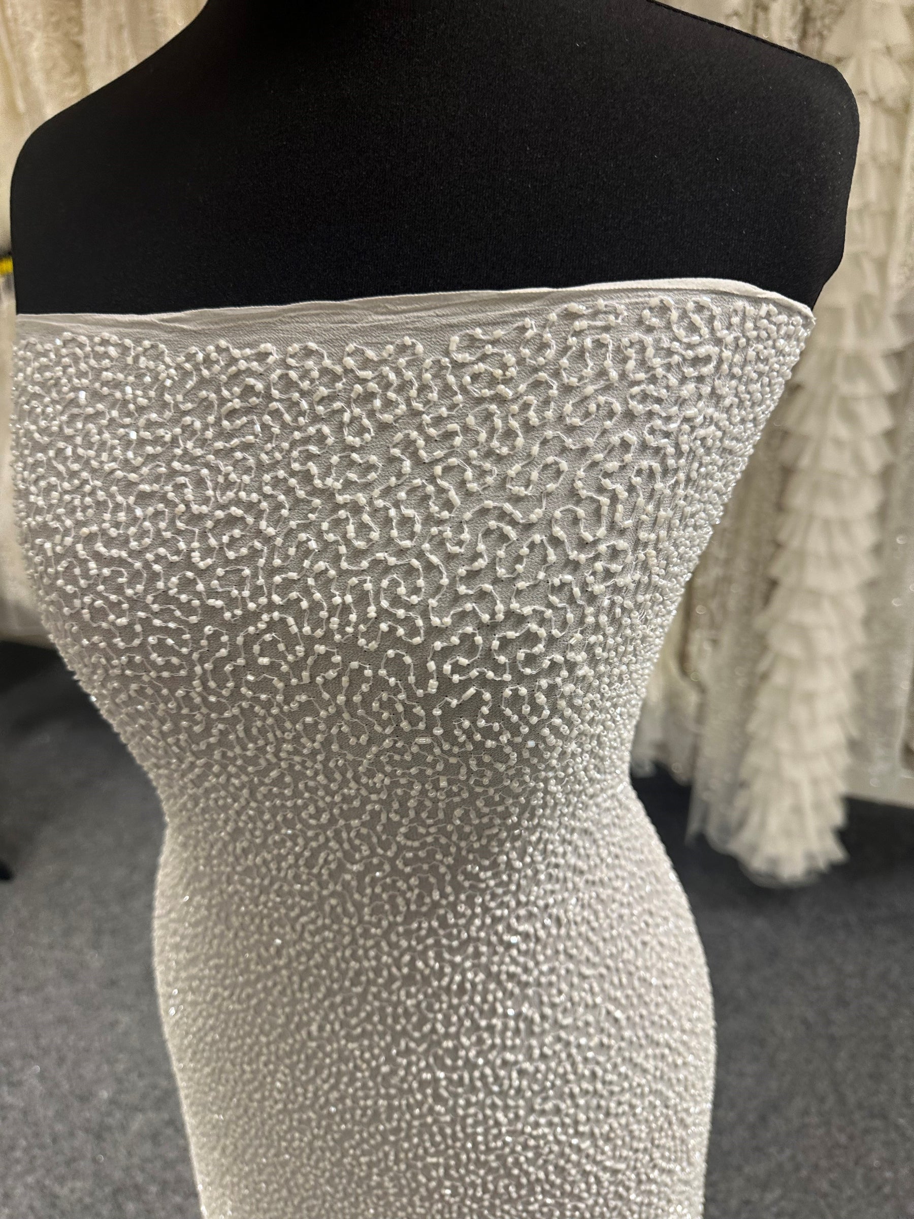 Ivory Beaded Fabric – Allura