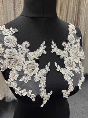 Ivory Beaded & Corded Lace Appliques - Honeysuckle