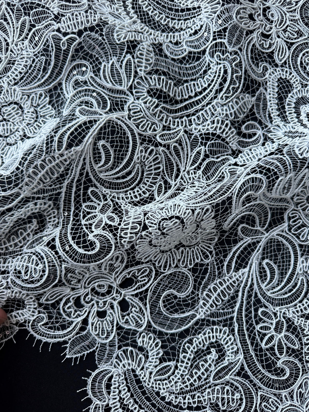 Ivory Corded Raschel Lace - Ellery