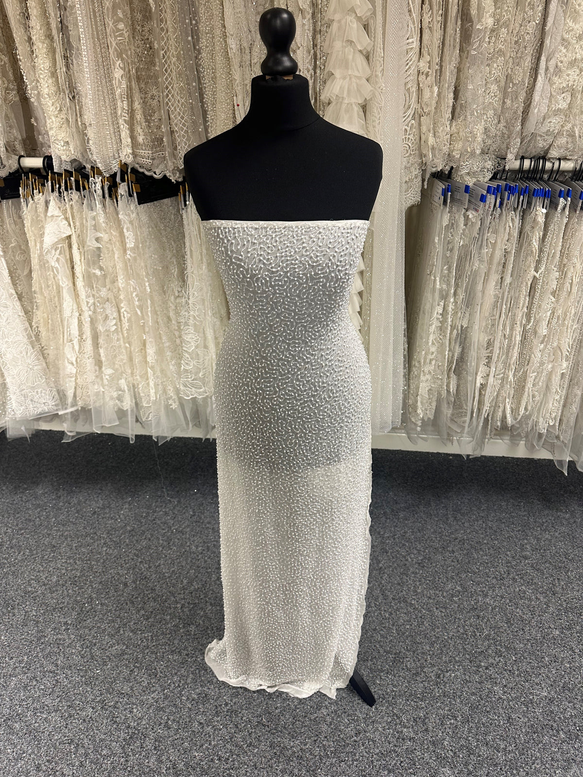 White Beaded Georgette - Mallory