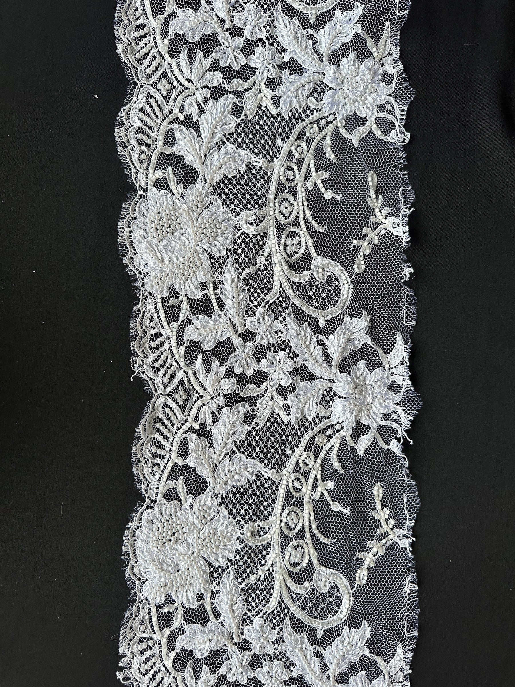 Ivory Beaded Lace Trim - Annalisa