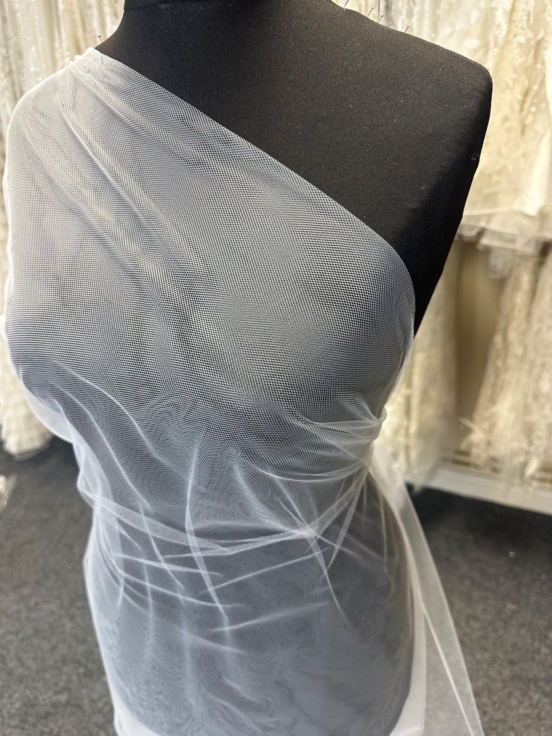 Silk White Bridal Tulle for Veils - Baritone