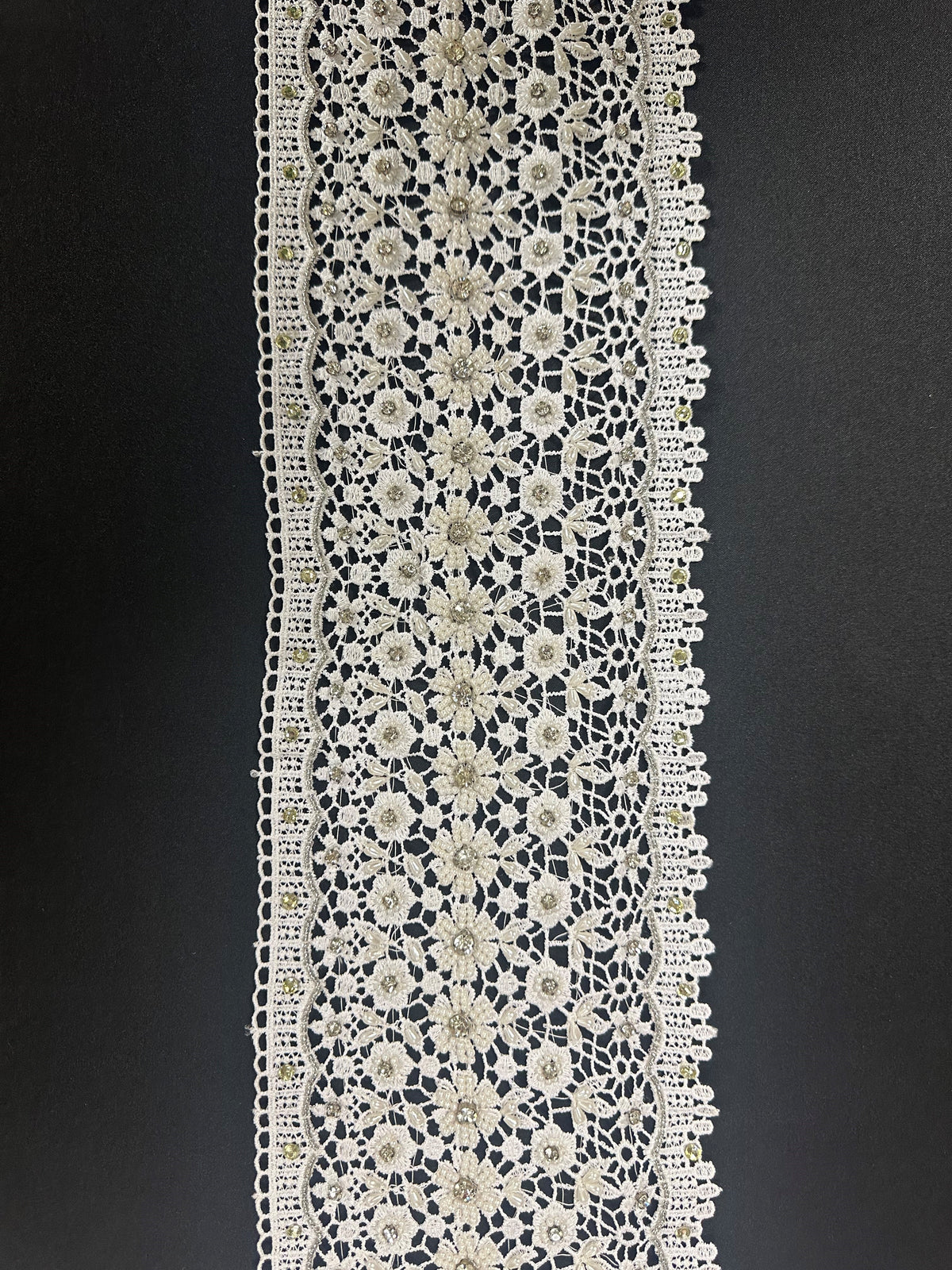 White Beaded Lace Trim - Delilah