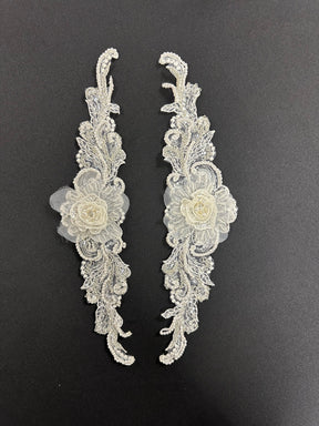 Ivory Beaded Lace Appliques - Virginia