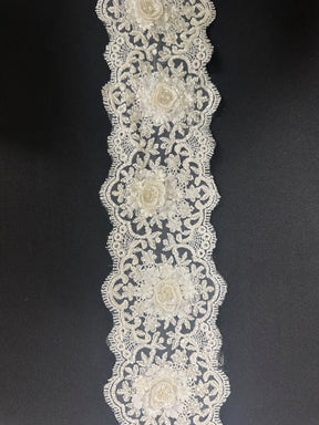 Ivory Flower Lace Trim - Clematis