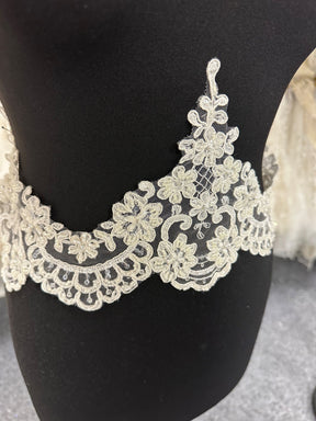 Ivory Beaded and Corded Lace Trim - Alexandra