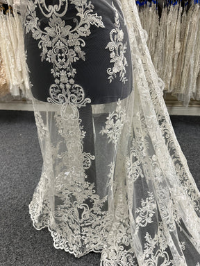 Ivory Sequinned Embroidery Lace - Bijou