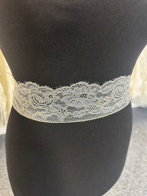 Ivory Chantilly Metallic Lace Trim - Priscilla