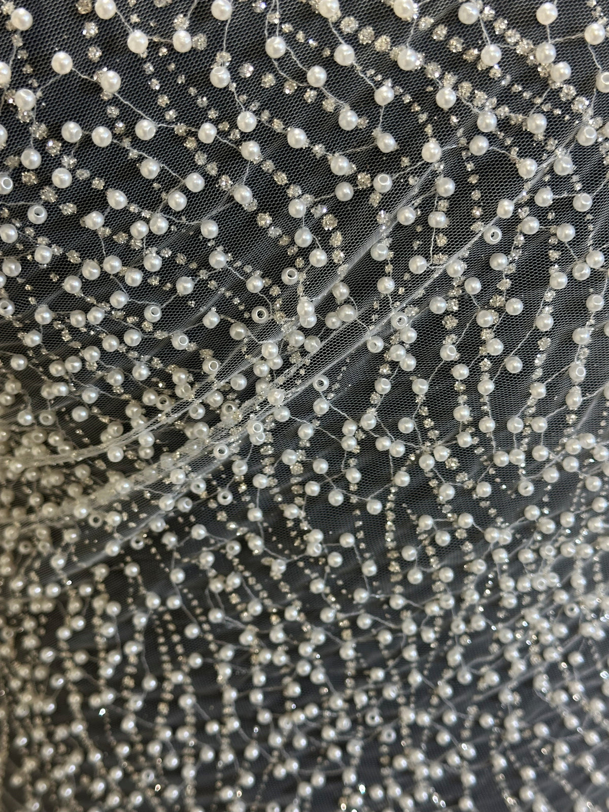 Pearl Embellished Glitter Tulle - Hedonism