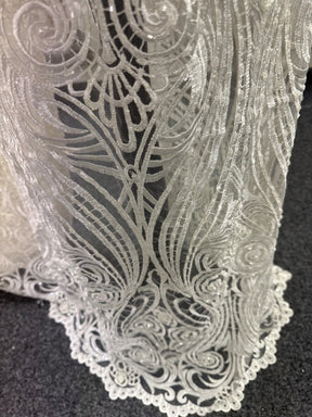 Ivory Beaded Embroidery Lace - Beatrice