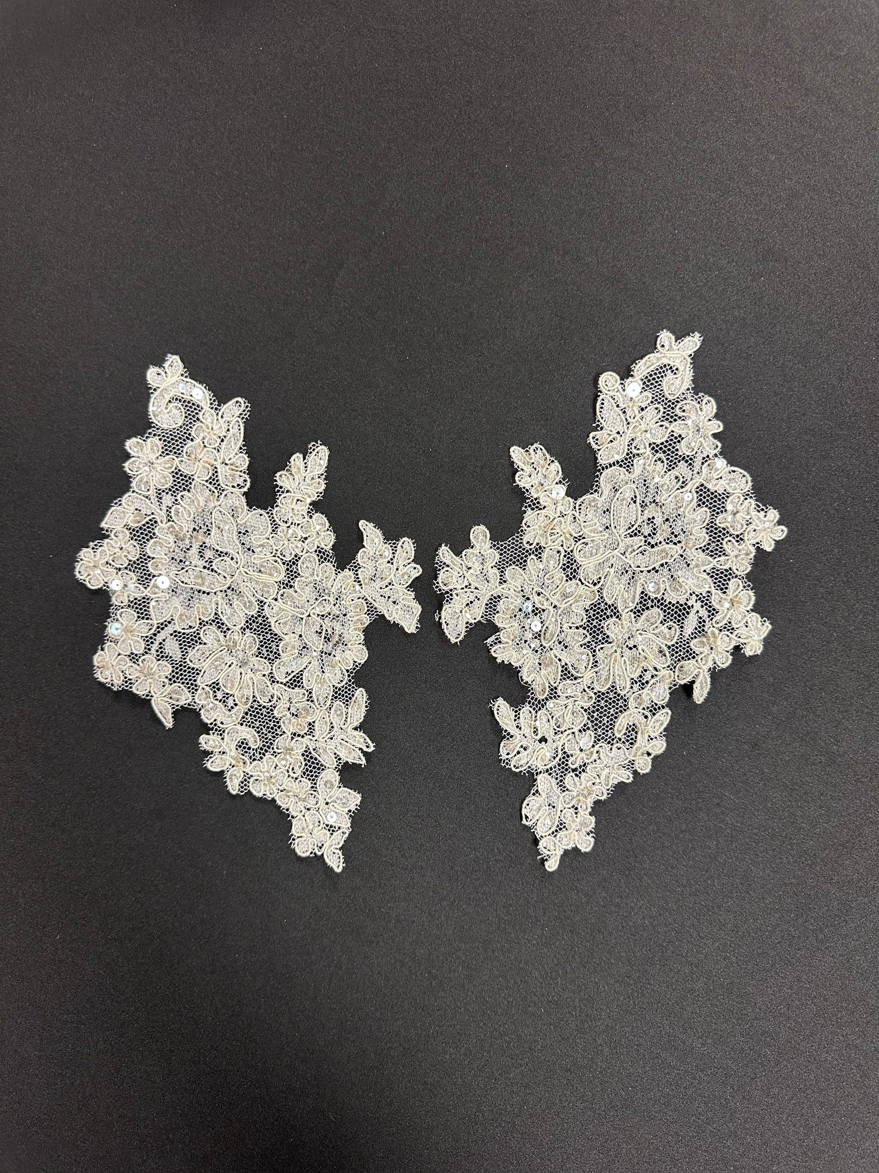 Ivory Beaded Lace Appliques - Margo