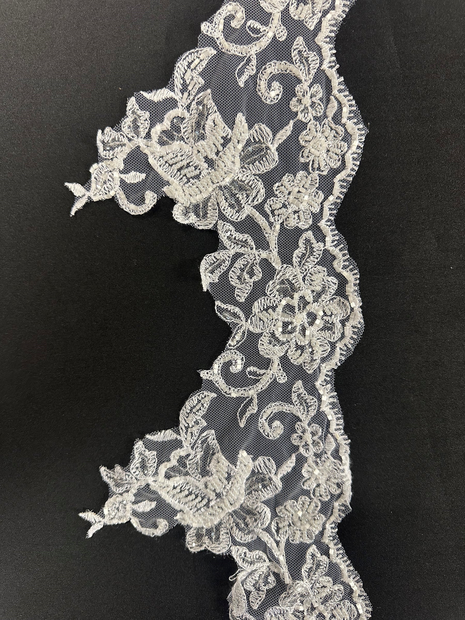 White Beaded Lace Trim - Chloe