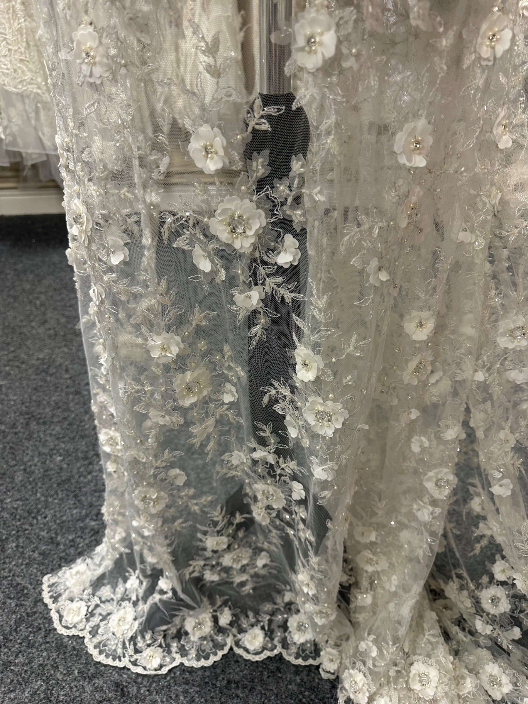 Ivory Beaded Flower Lace – Jacqueline