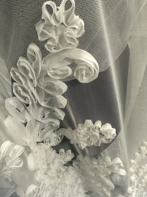 Ivory 3D Lace Trimmed Tulle - Finty