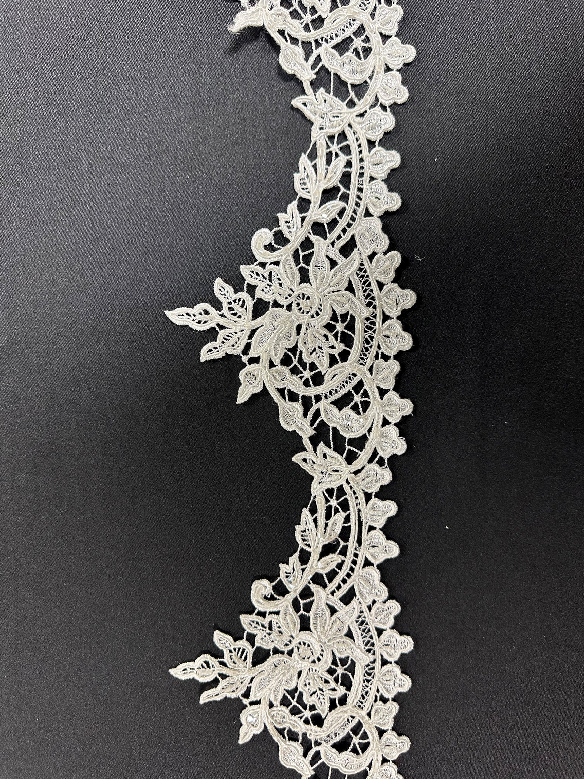 Ivory Beaded Guipure Lace Trim - Martina