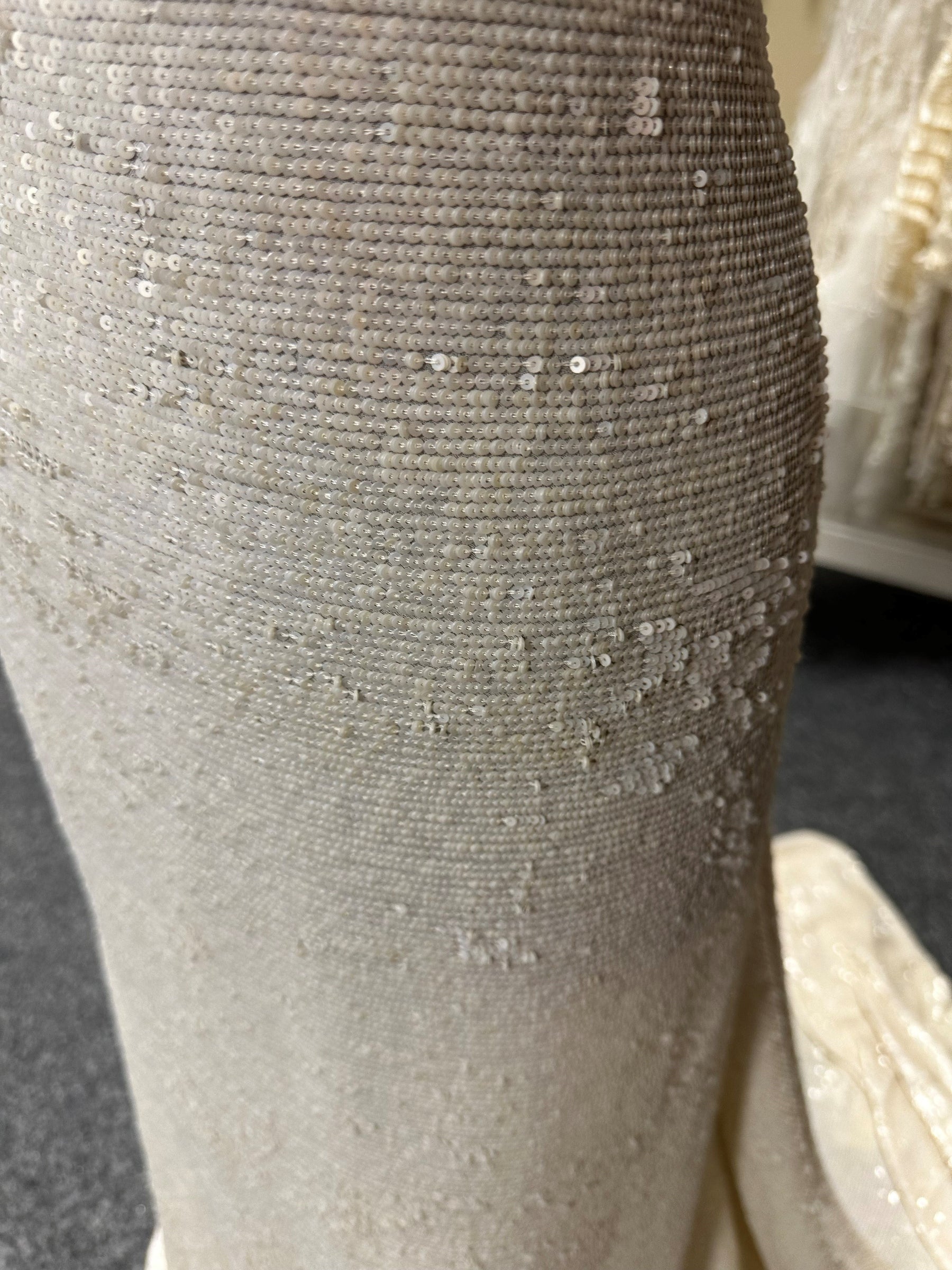 Ivory Sequinned Fabric - Chenca