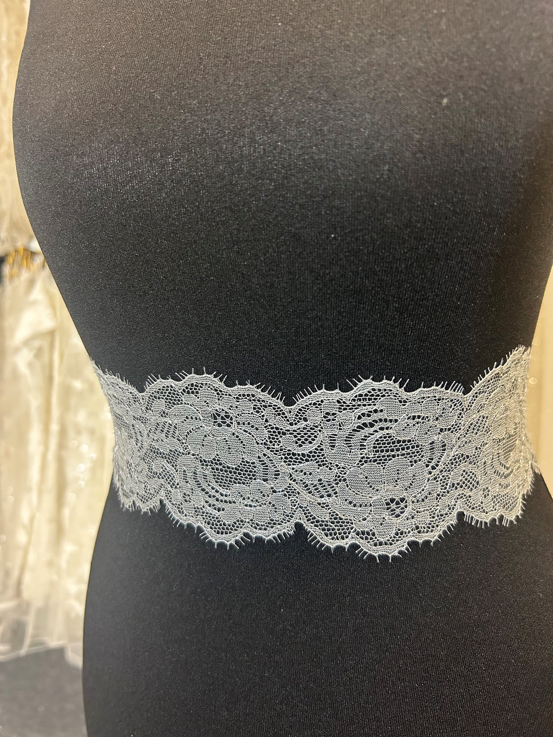 Ivory & Silver Chantilly Lace Trim - Evelyn