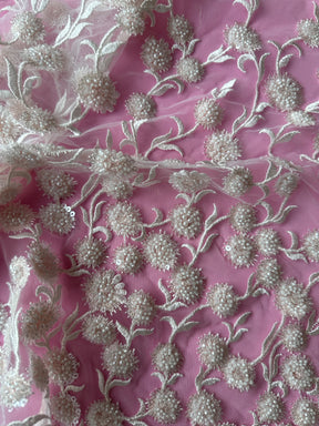 Ivory & Pink Embroidery Lace - Zillah