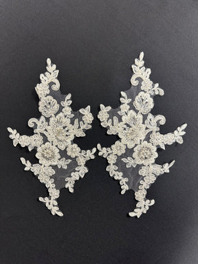 Ivory Beaded & Corded Lace Appliques - Honeysuckle