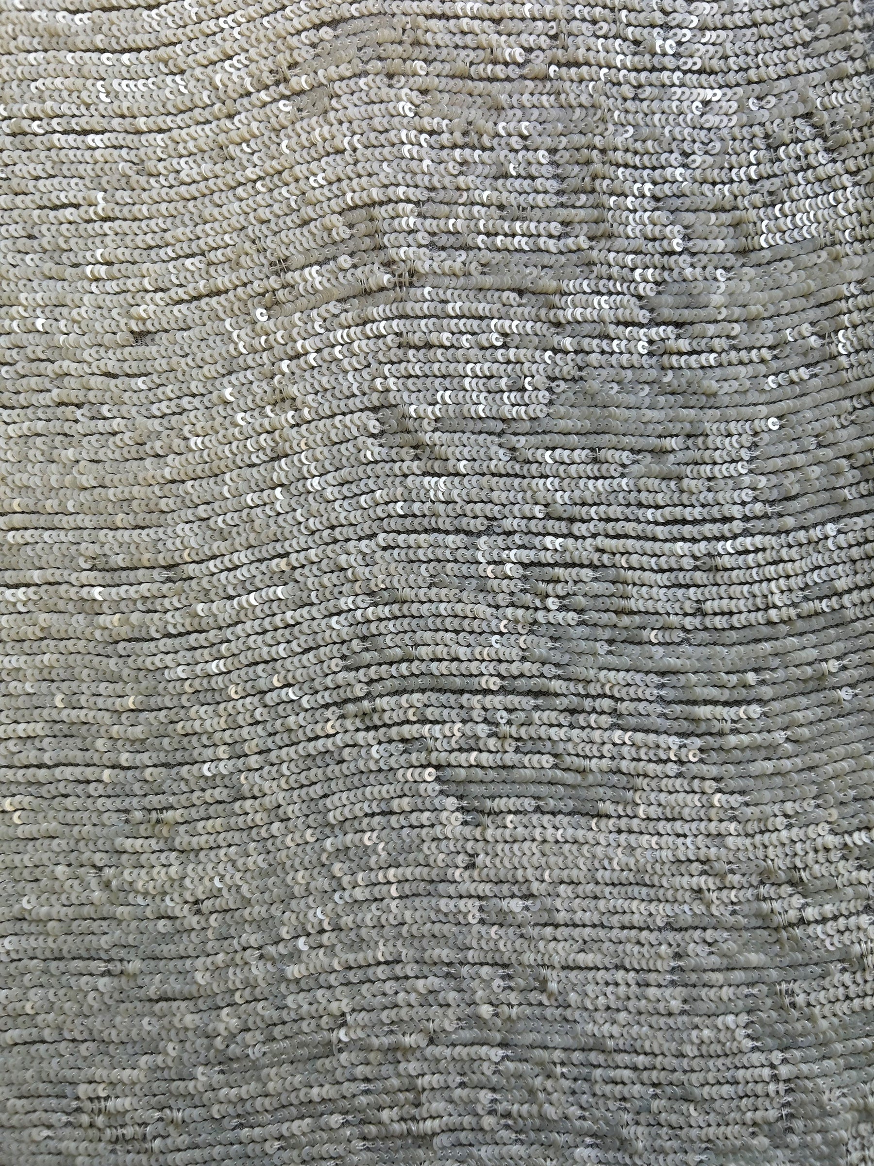 Ivory Sequinned Fabric - Chenca