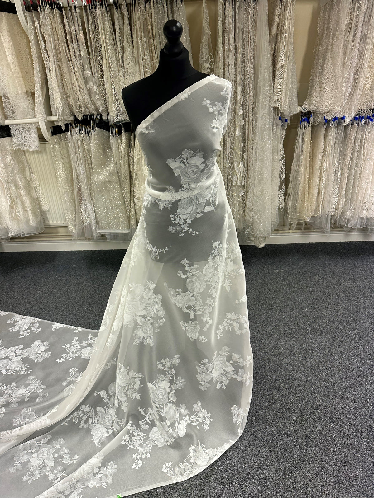 Ivory Printed Silk Organza - Shania