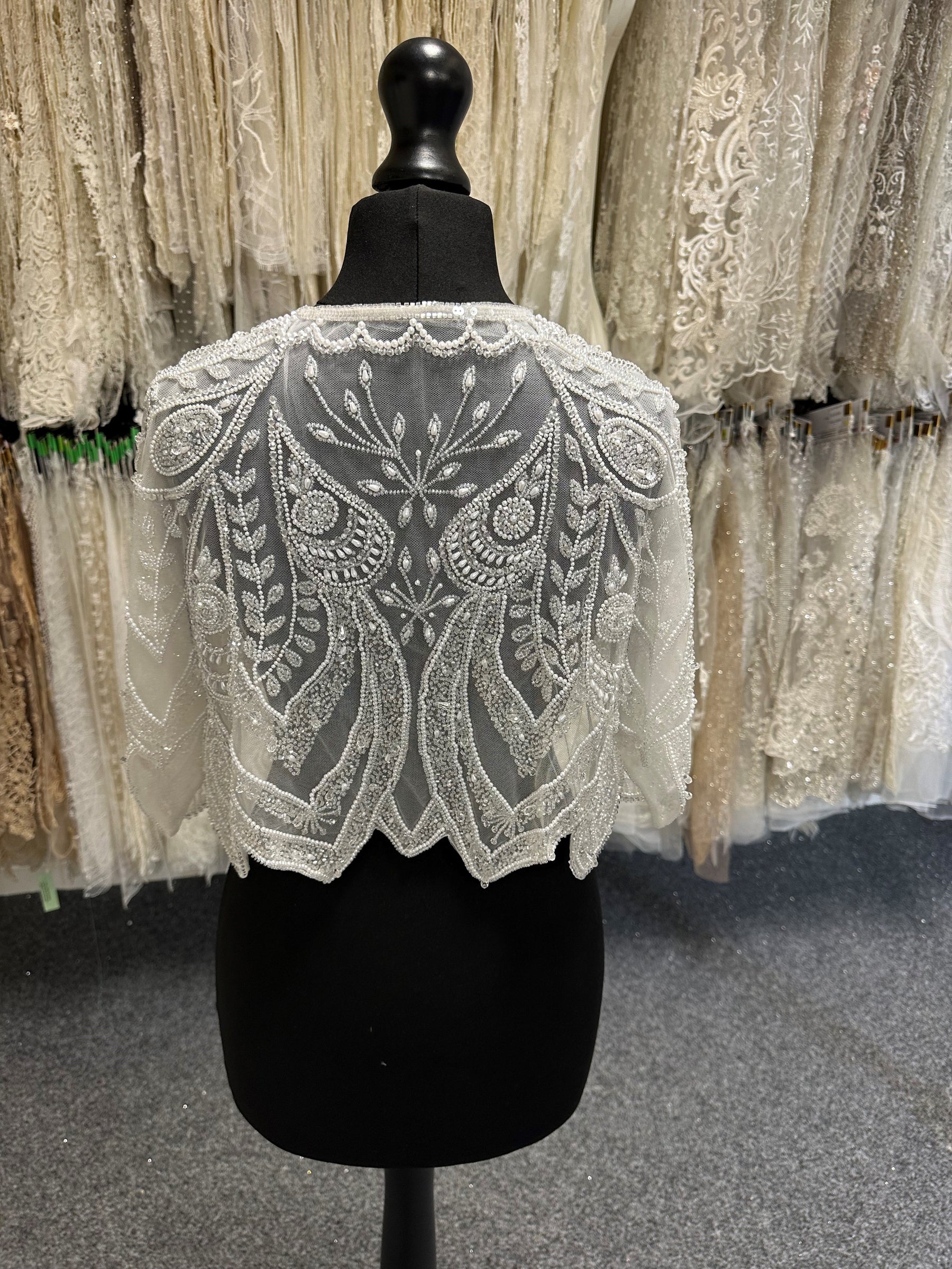 Ivory Beaded Bridal Cape - Rosheen