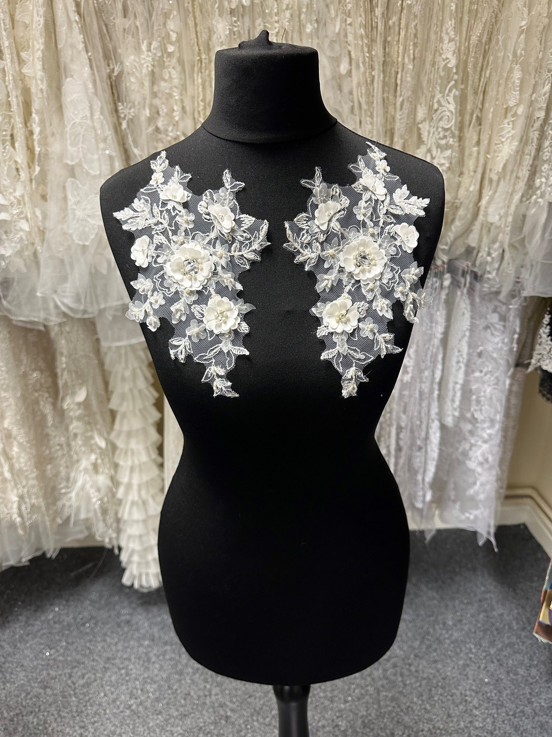 Ivory Beaded Flower Lace Appliques – Jacqueline