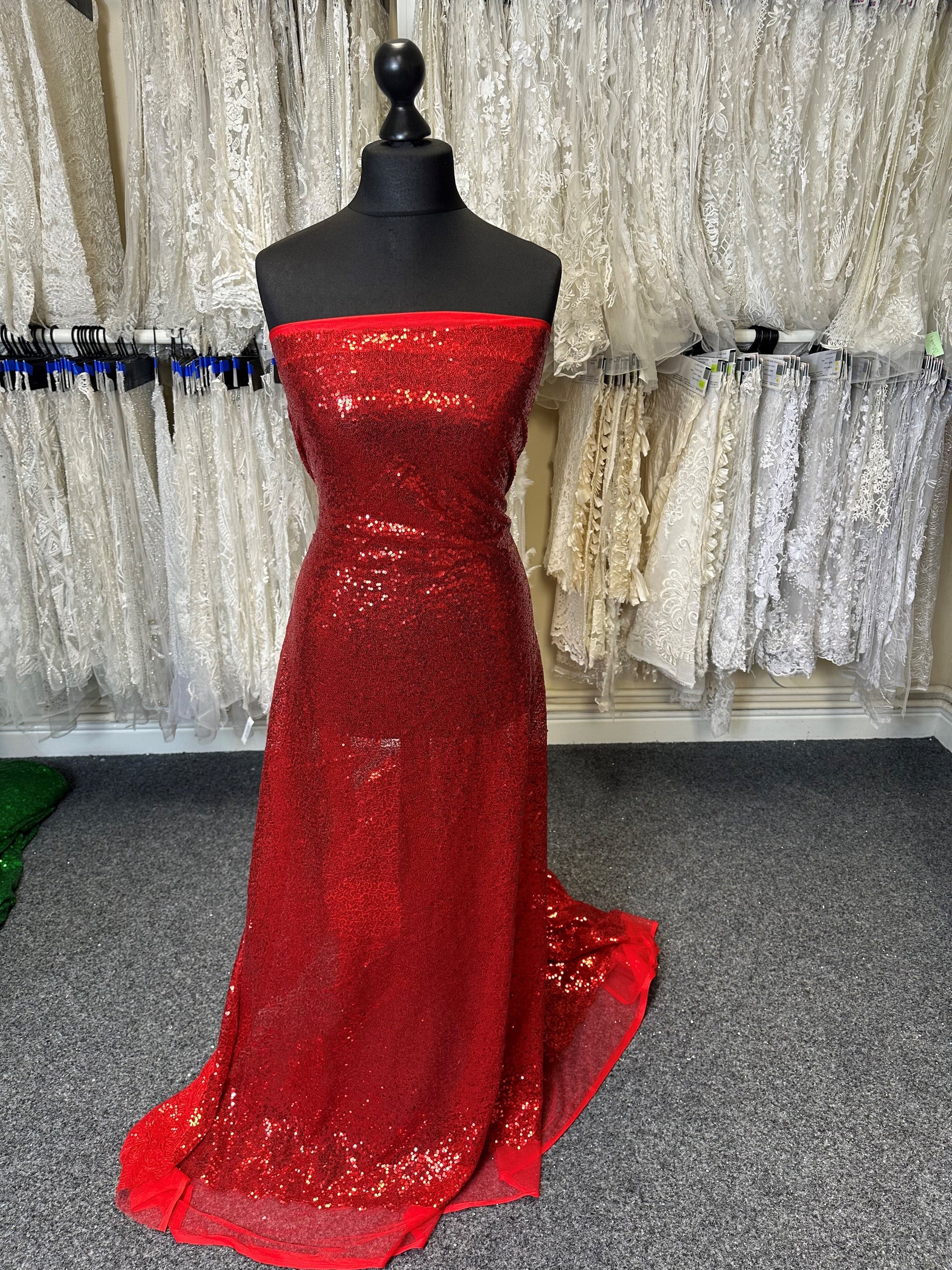 Red Sequinned Tulle - Glow