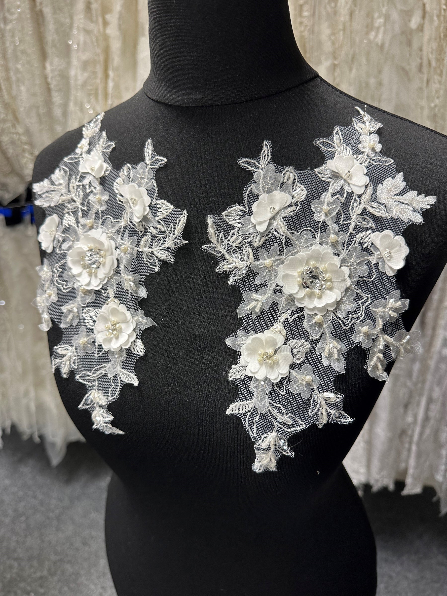 Ivory Beaded Flower Lace Appliques – Jacqueline