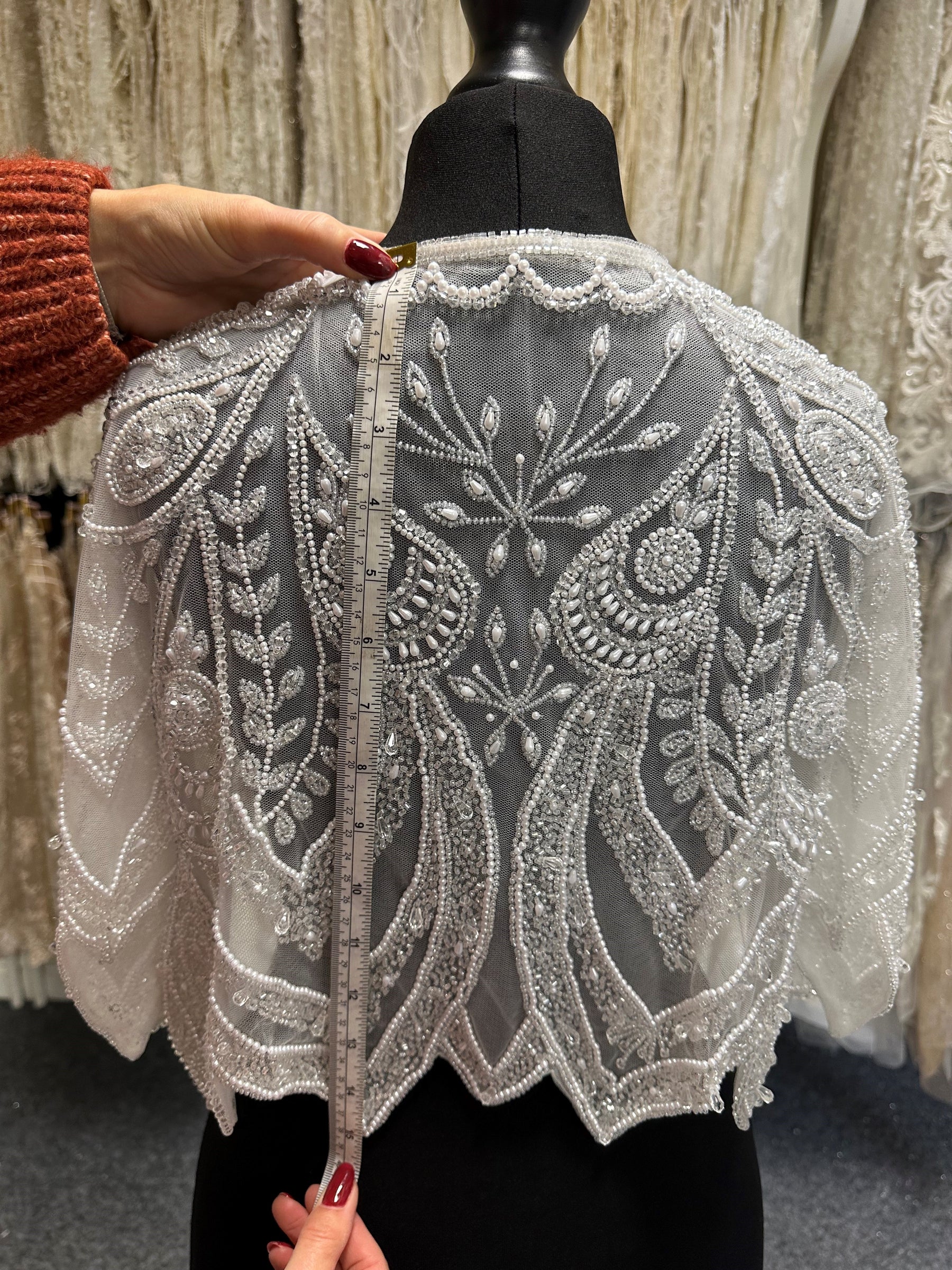 Ivory Beaded Bridal Cape - Rosheen