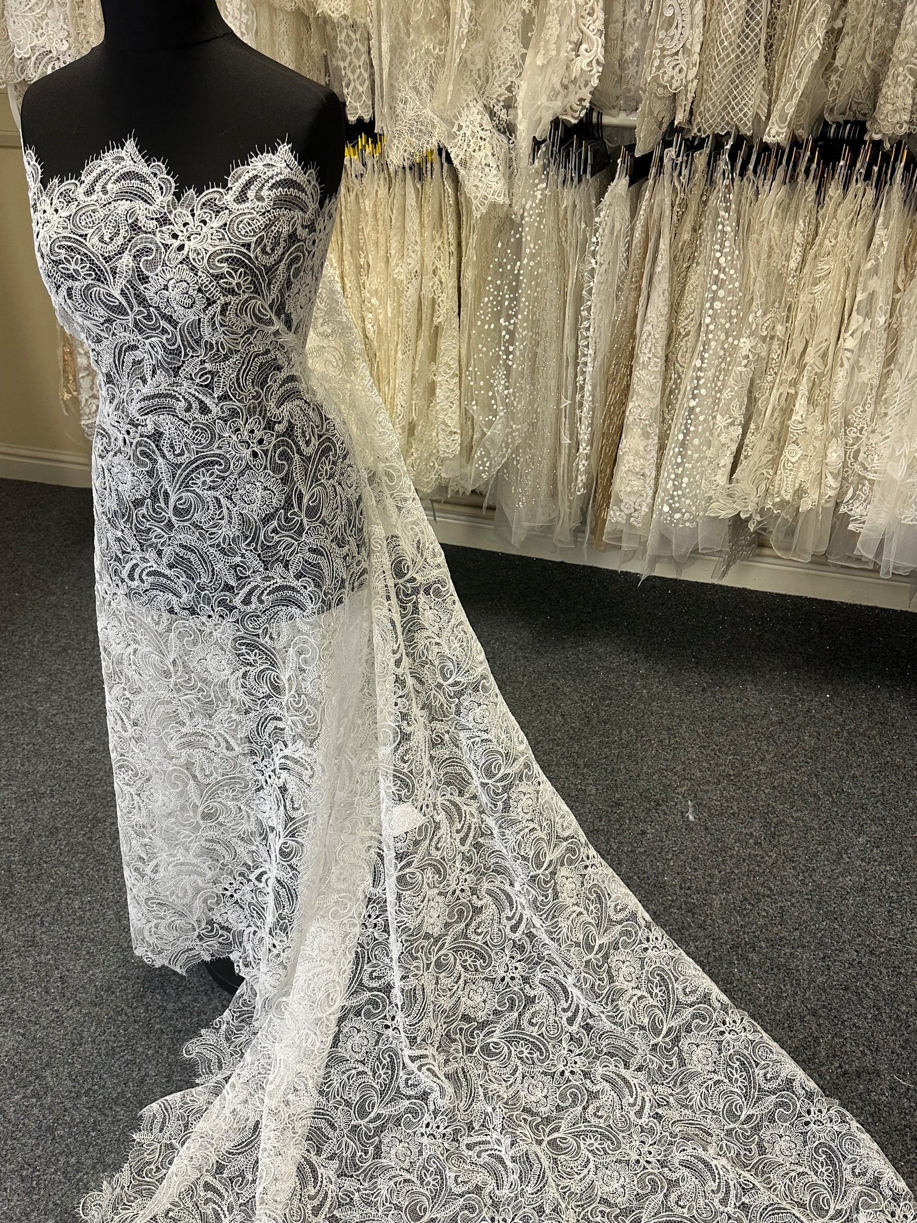 Ivory Corded Raschel Lace - Ellery