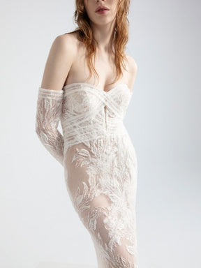 Ivory Beaded Embroidery Lace - Leonella