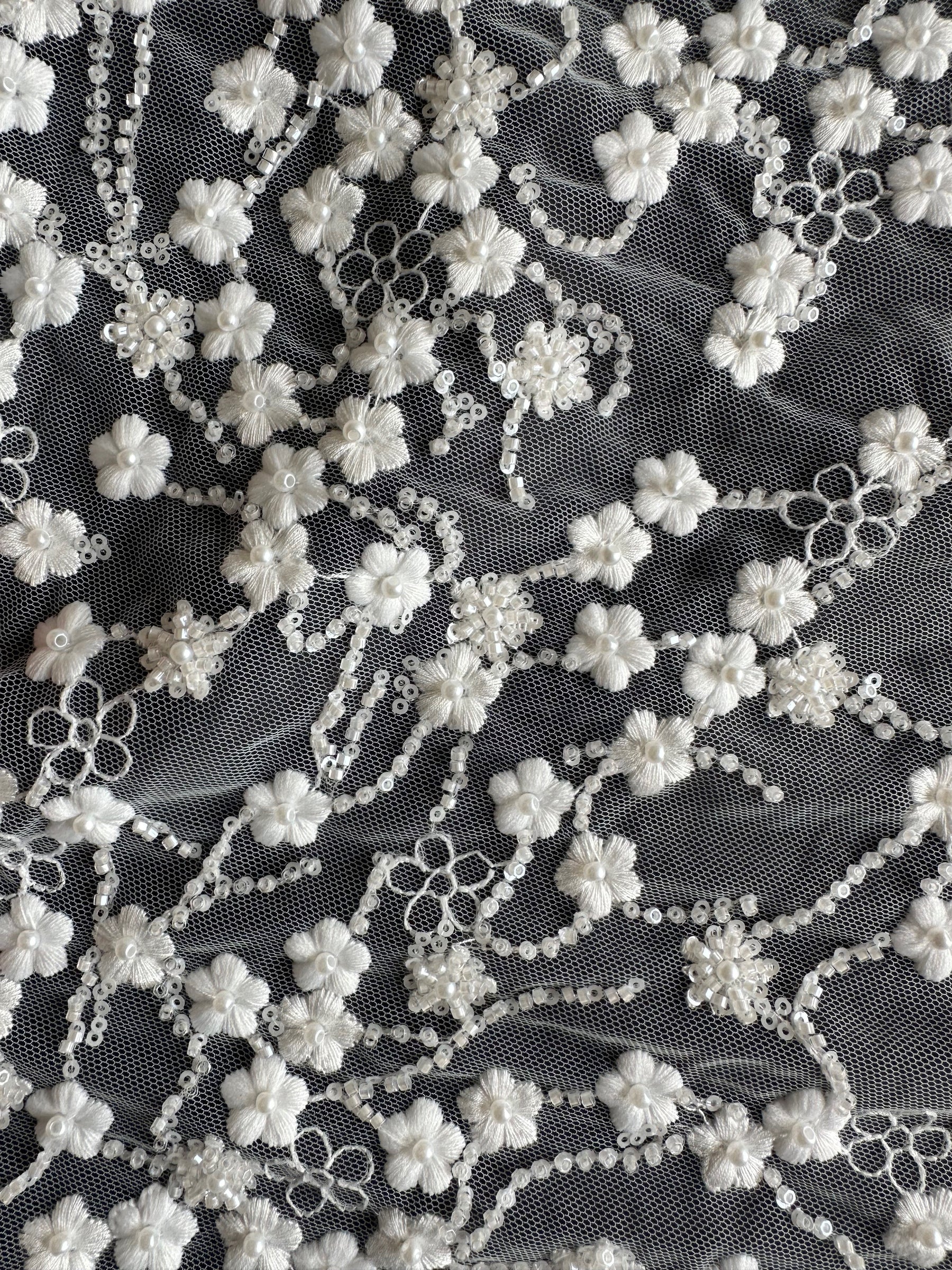 Ivory Embroidered Lace - Yuna