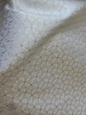 White Jacquard Fabric - Hamburg