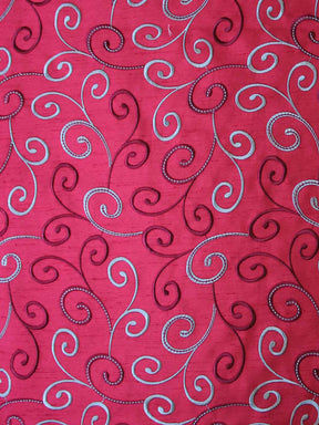 Claret Embroidered Waistcoat Fabric - Manhattan