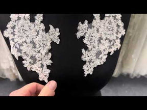 Ivory Beaded Lace Appliques - Margo