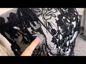 Black & Silver Embroidered Lace - Garbina