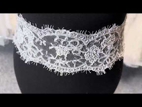 Ivory Beaded Chantilly Lace Trim - Meryl