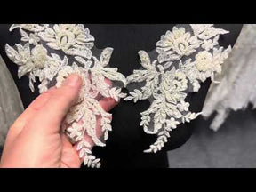 Ivory Beaded Lace Appliques - Nicole