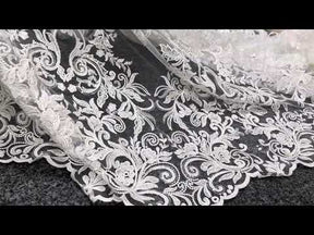 Ivory Sequinned Embroidery Lace - Bijou