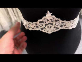 Ivory Sequinned Lace Trim - Verity