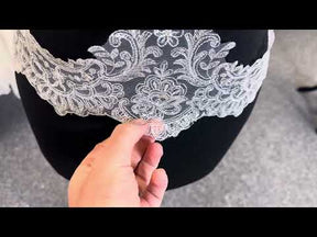 Ivory Sequinned Lace Trim - Ohio