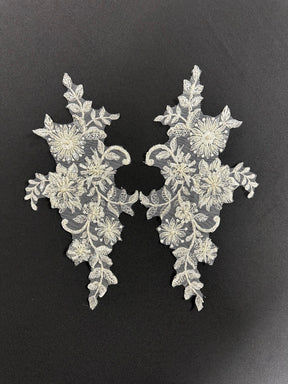 Ivory Beaded Lace Appliques - Savannah