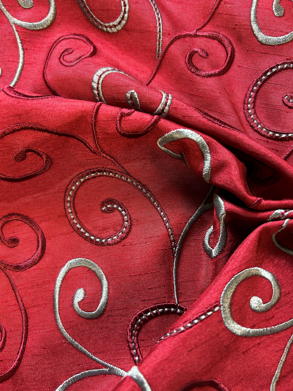 Claret Embroidered Waistcoat Fabric - Manhattan