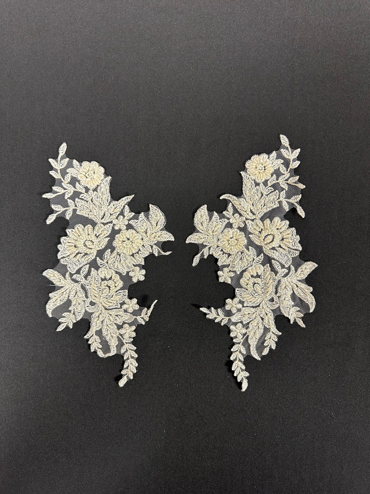 Ivory Beaded Lace Appliques - Nicole