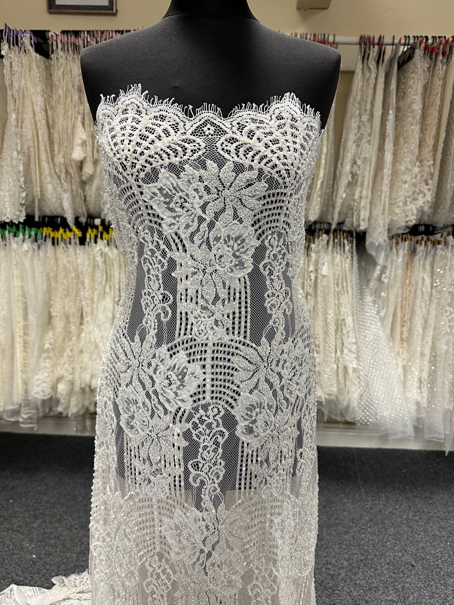 Ivory Beaded Lace - Agatha