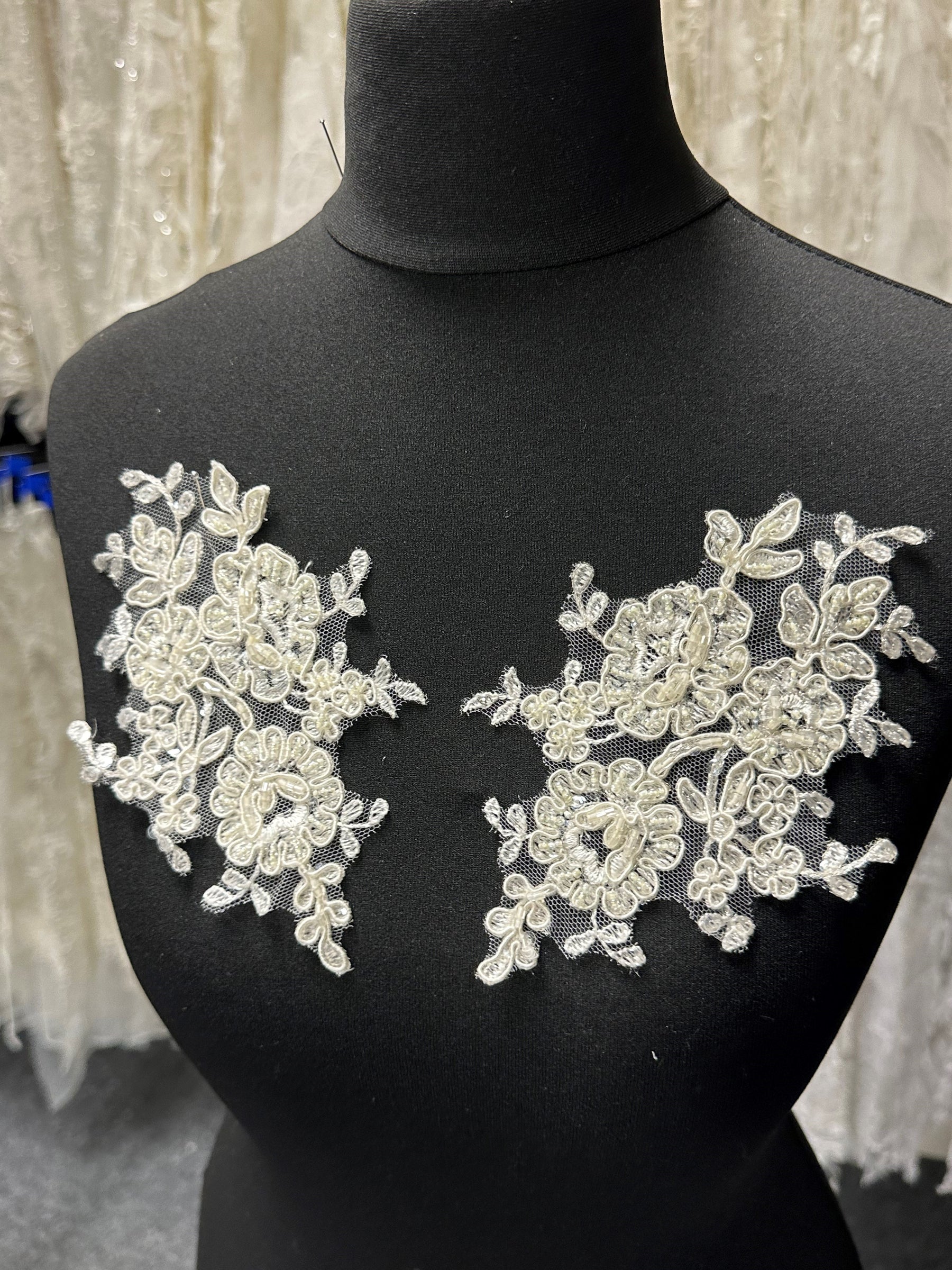 Ivory Beaded Lace Appliques - Sophia